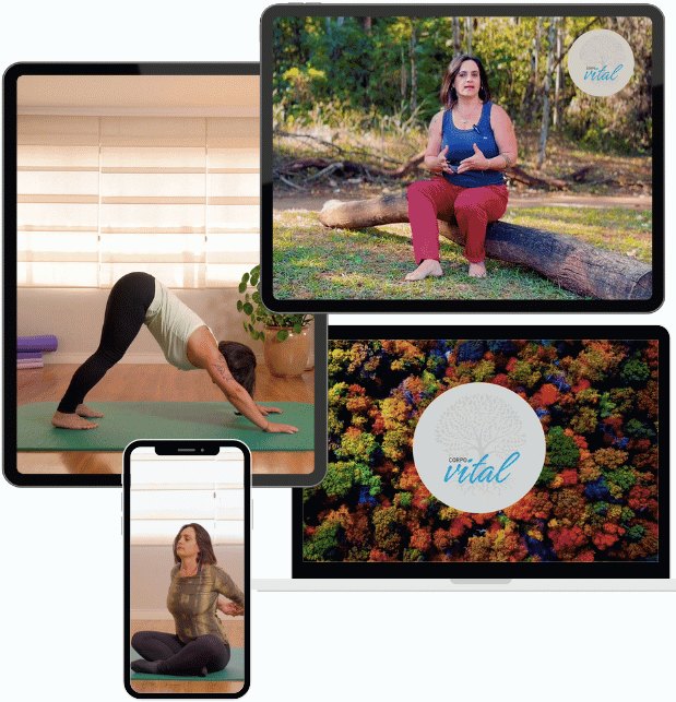 Aulas do Corpo Vital no computador, tablet e celular